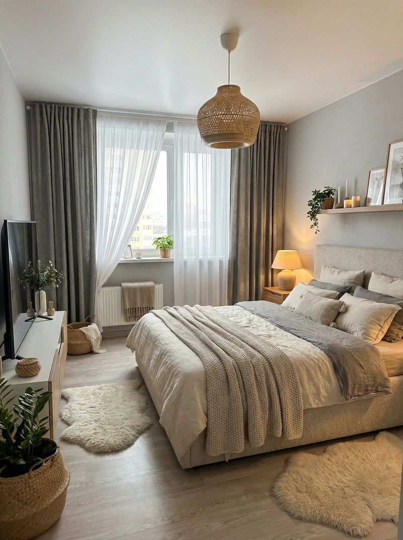 Дизайн интерьера в стиле Хюгге — Спальня от нейросети RoomGPT