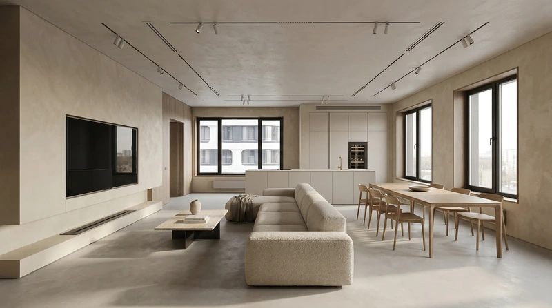 Дизайн интерьера в стиле Минимализм — Гостиная от нейросети RoomGPT
