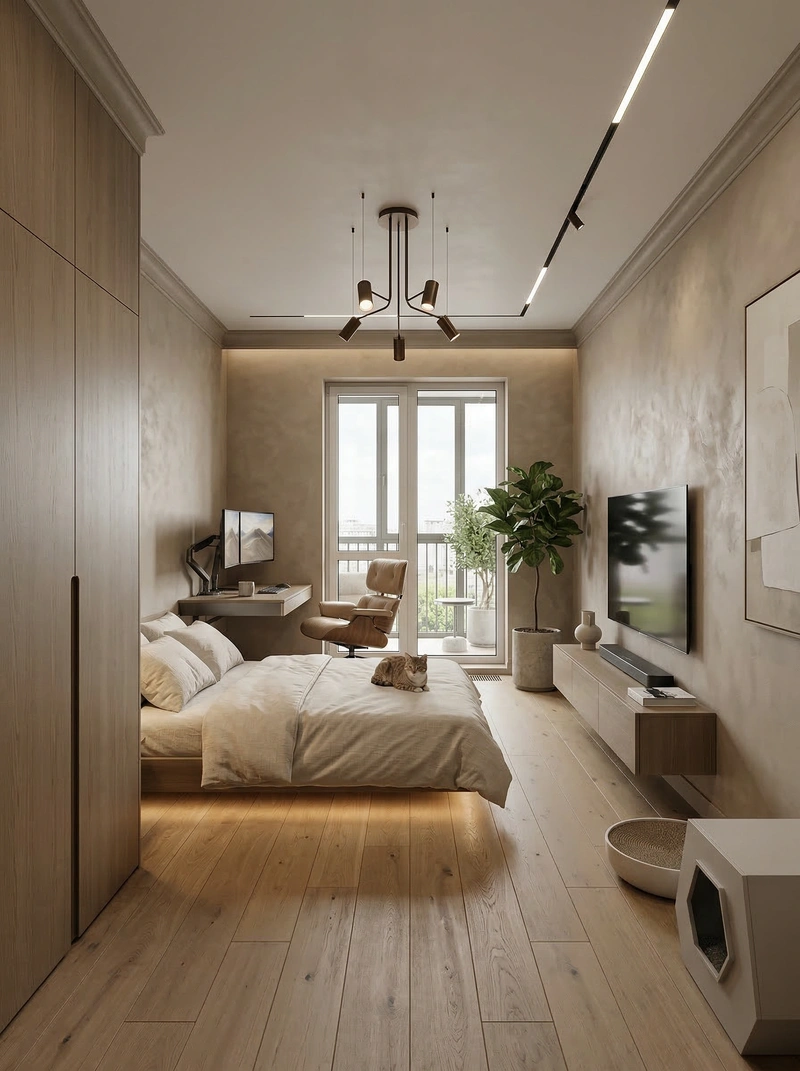 Дизайн интерьера в стиле Минимализм — Спальня от нейросети RoomGPT