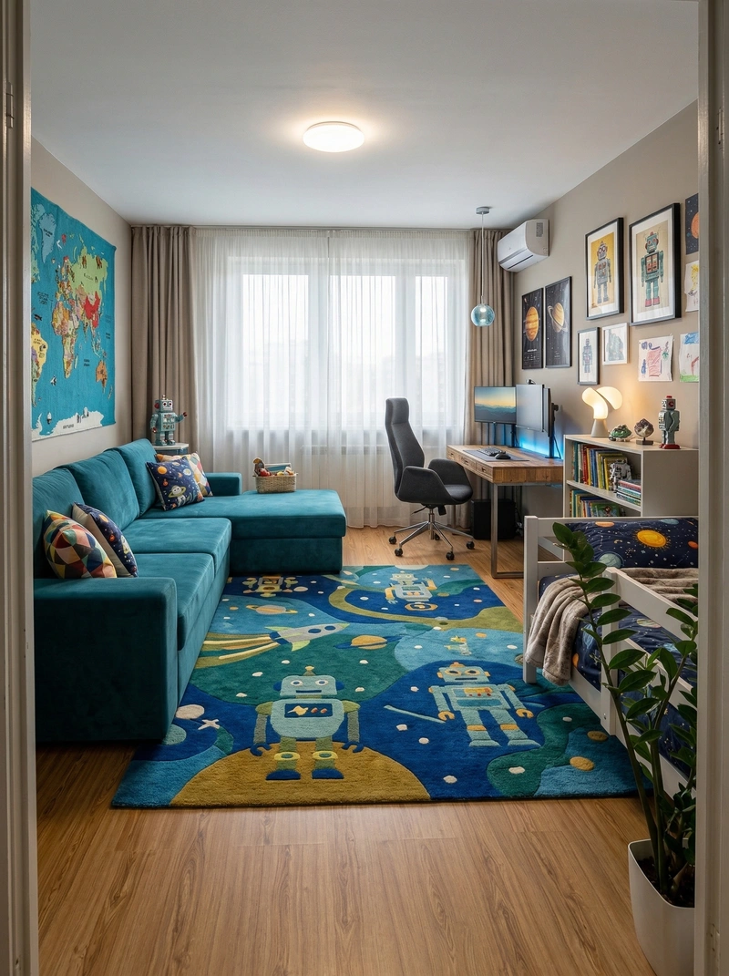 Дизайн детской в стиле Эклектика — фото интерьера от нейросети RoomGPT