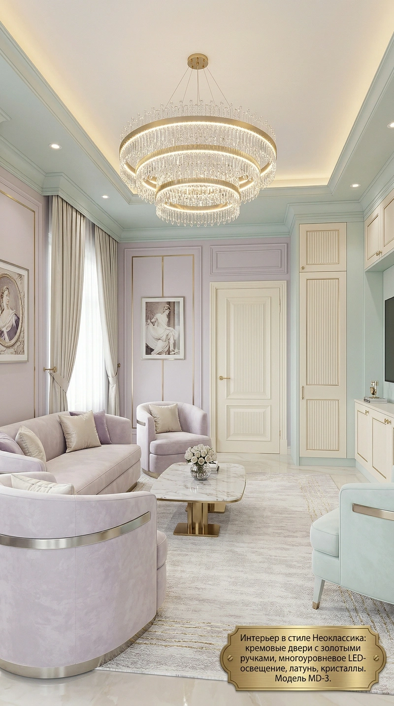 Дизайн гостиной в стиле Неоклассика — фото интерьера от нейросети RoomGPT