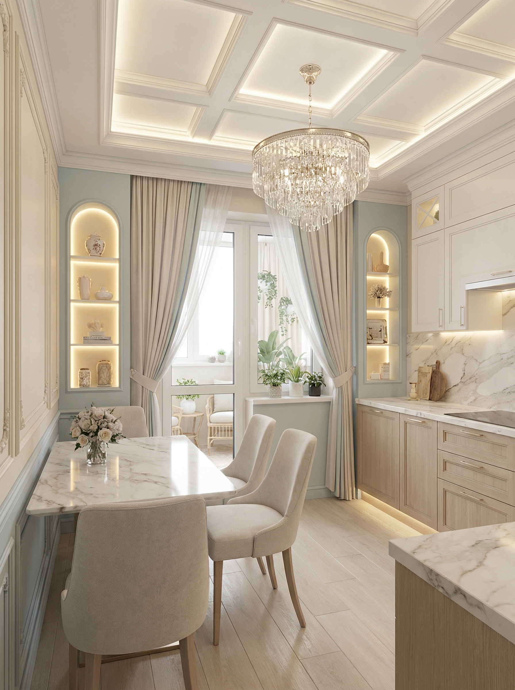 Дизайн кухни в стиле Классика — фото интерьера от нейросети RoomGPT