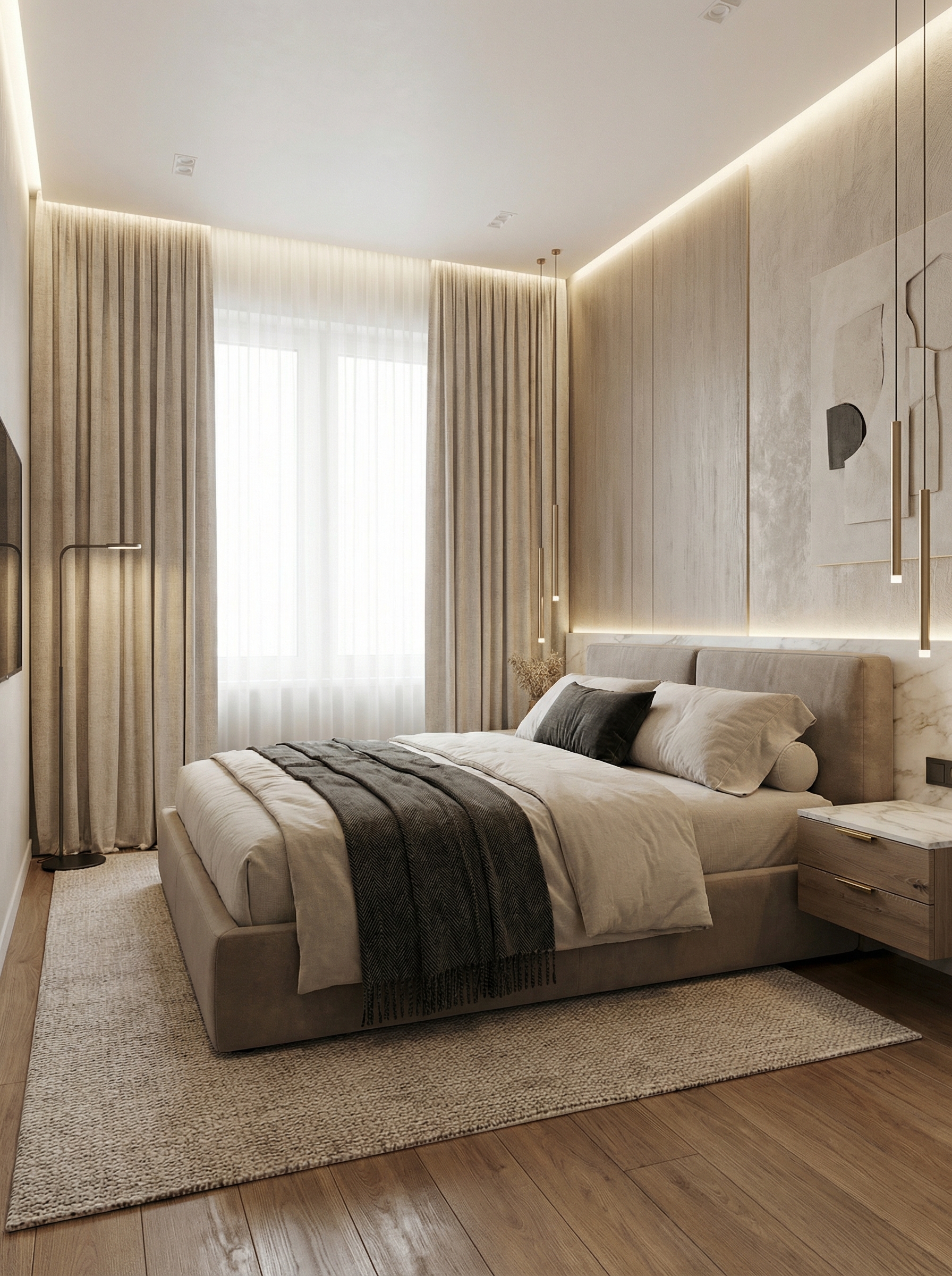 Дизайн спальни в стиле Минимализм — фото интерьера от нейросети RoomGPT