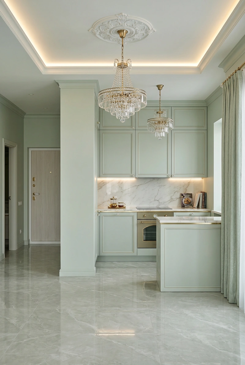 Дизайн интерьера в стиле Неоклассика — Кухня от нейросети RoomGPT