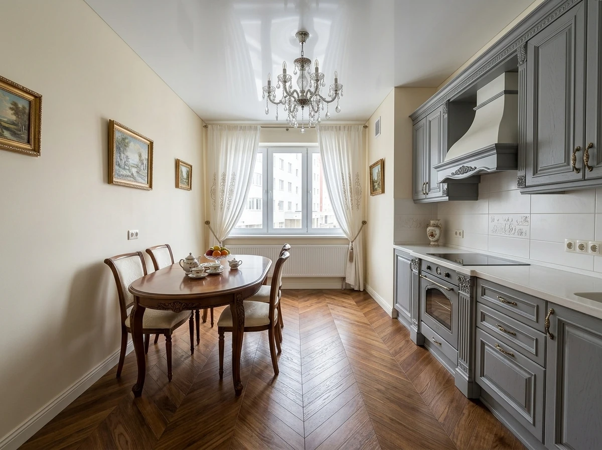 Дизайн кухни в стиле Классика — фото интерьера от нейросети RoomGPT