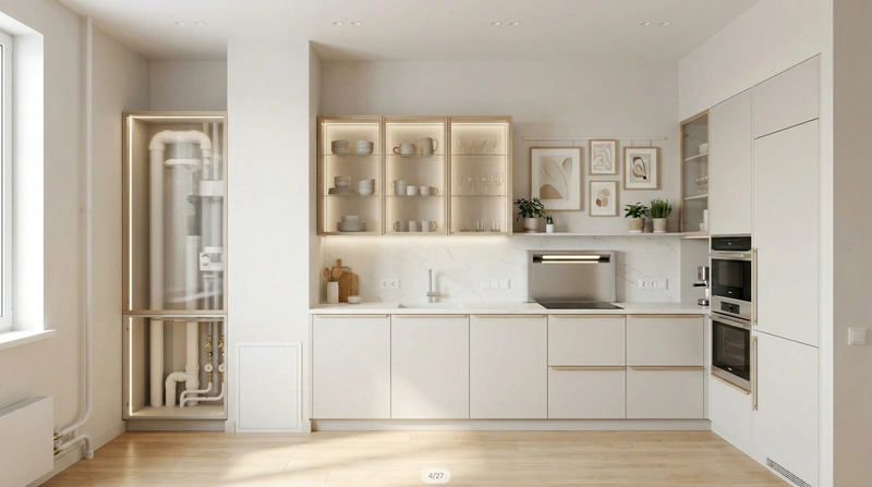 Дизайн кухни в стиле Сканди — фото интерьера от нейросети RoomGPT