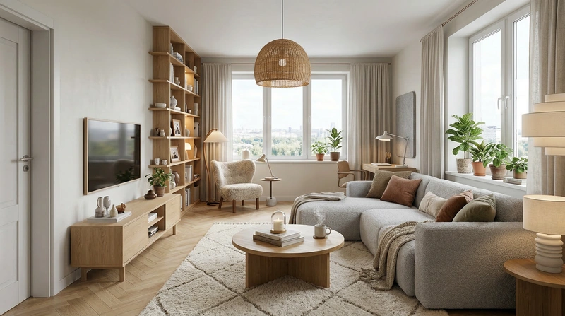 Дизайн интерьера в стиле Хюгге — Гостиная от нейросети RoomGPT