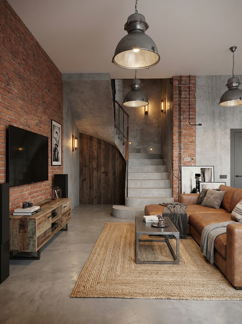 Дизайн интерьера в стиле Лофт — Гостиная от нейросети RoomGPT