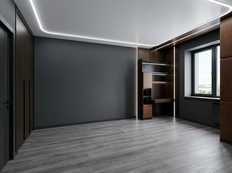 Дизайн спальни в стиле Блэктэк — фото интерьера от нейросети RoomGPT