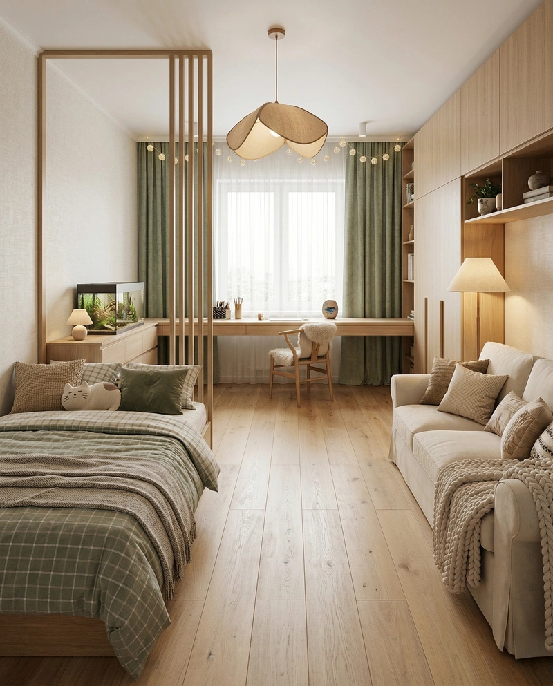 Дизайн спальни в стиле Хюгге — фото интерьера от нейросети RoomGPT