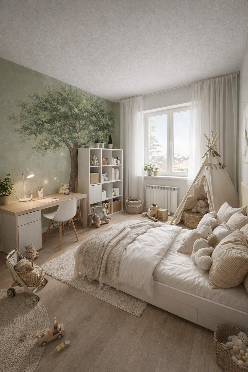 Дизайн интерьера в стиле Хюгге — Детская от нейросети RoomGPT