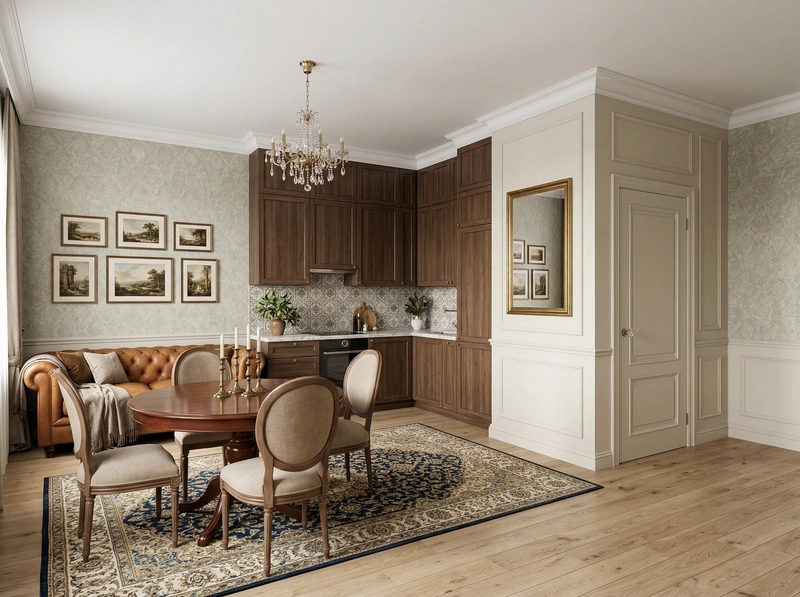 Дизайн интерьера в стиле Классика — Гостиная от нейросети RoomGPT