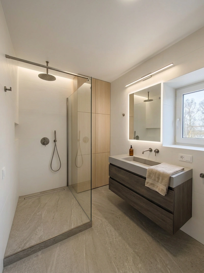 Дизайн ванной в стиле Минимализм — фото интерьера от нейросети RoomGPT