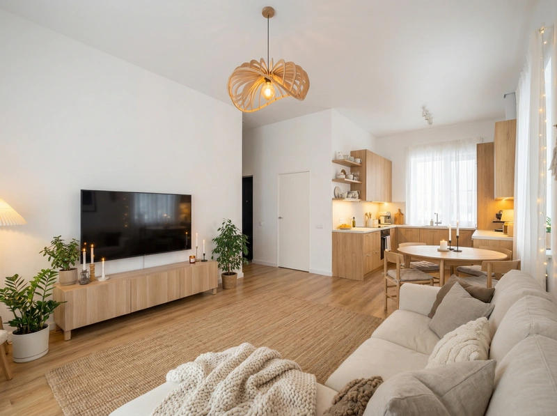 Дизайн интерьера в стиле Хюгге — Гостиная от нейросети RoomGPT