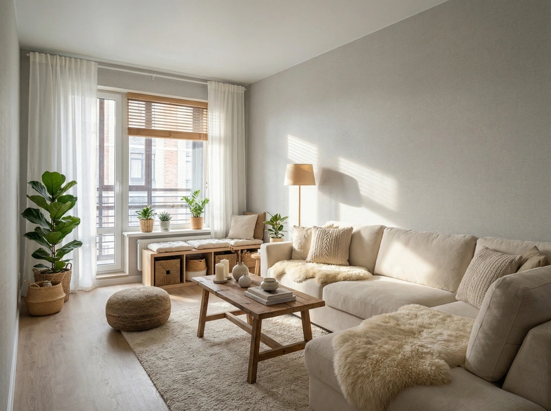 Дизайн интерьера в стиле Хюгге — Гостиная от нейросети RoomGPT