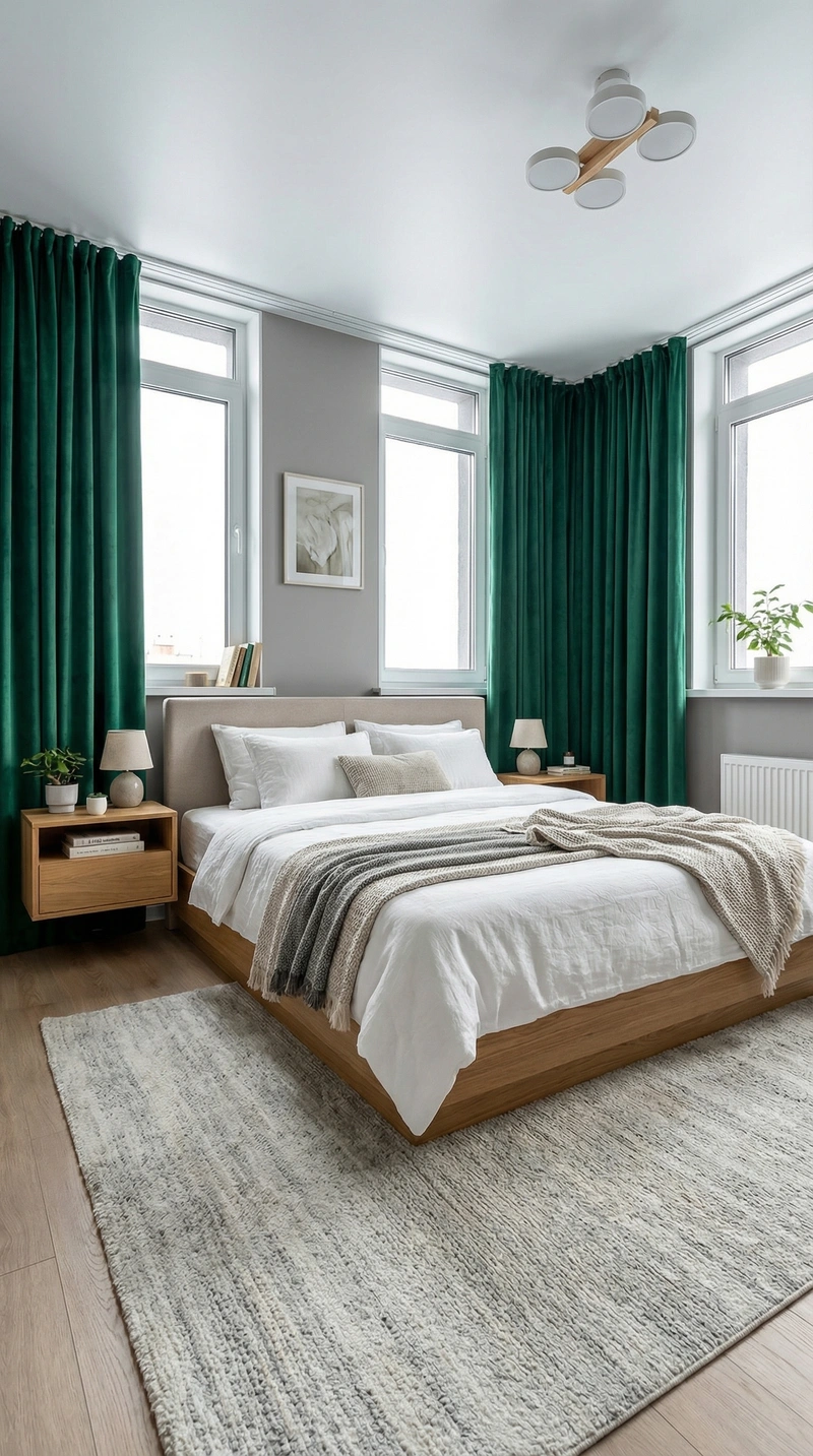 Дизайн спальни в стиле Сканди — фото интерьера от нейросети RoomGPT