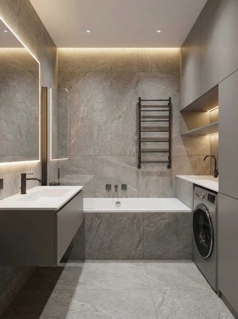 Дизайн интерьера в стиле Минимализм — Ванная от нейросети RoomGPT