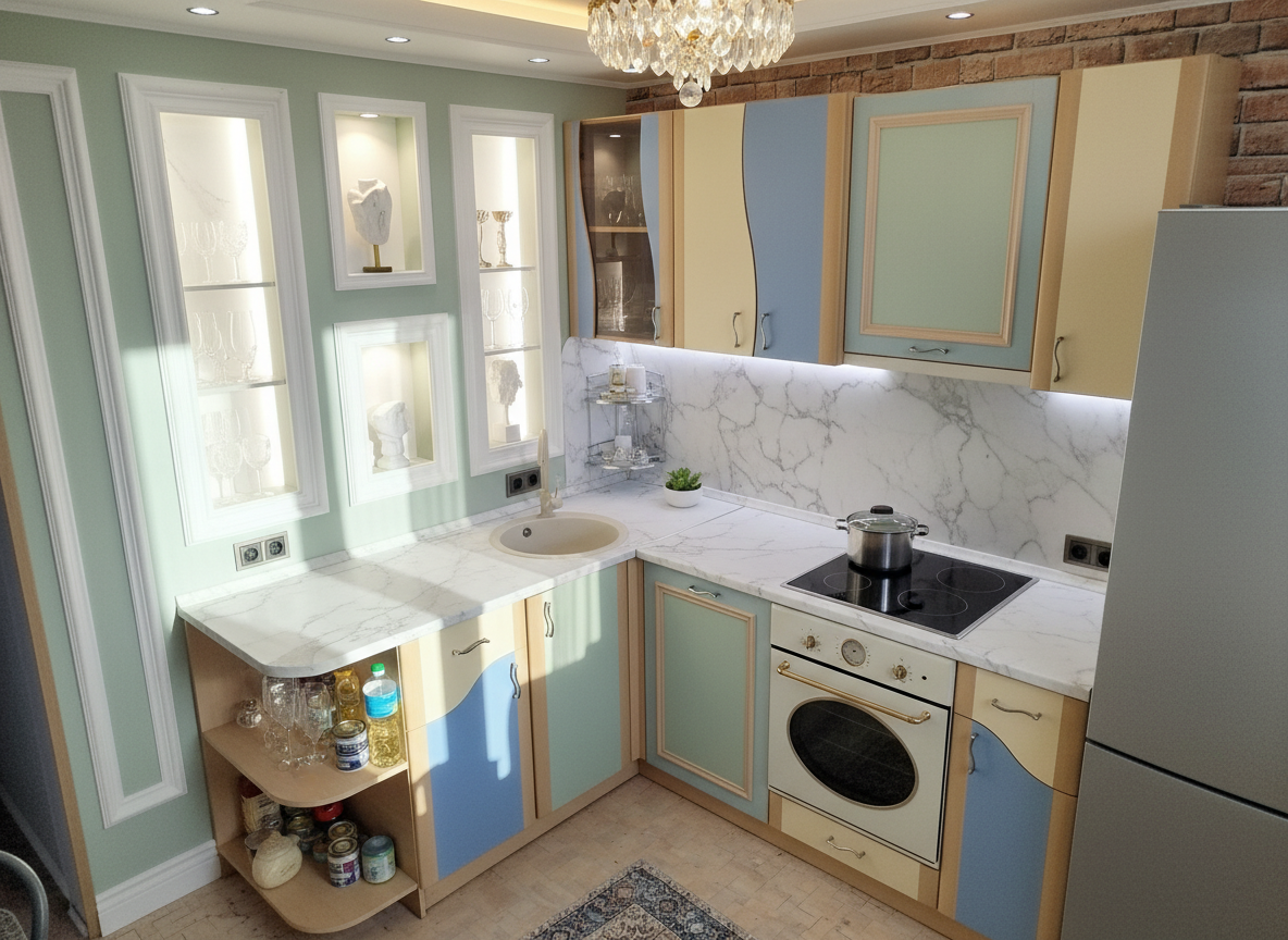 Дизайн кухни в стиле Классика — фото интерьера от нейросети RoomGPT