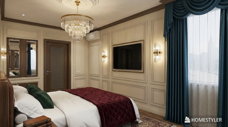 Дизайн спальни в стиле Классика — фото интерьера от нейросети RoomGPT