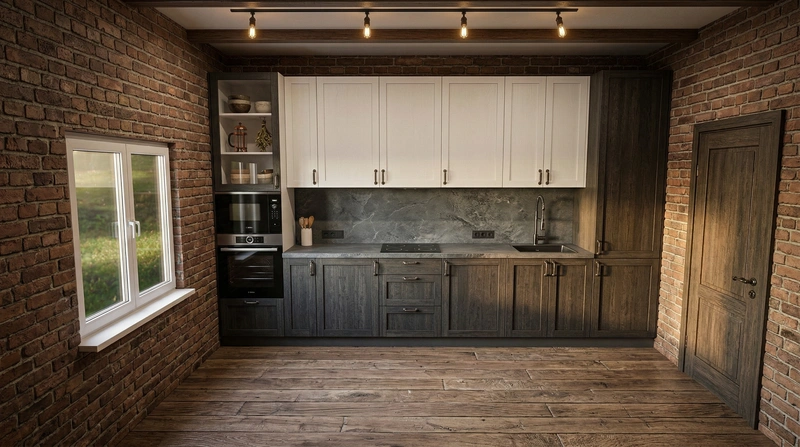 Дизайн интерьера в стиле Лофт — Кухня от нейросети RoomGPT