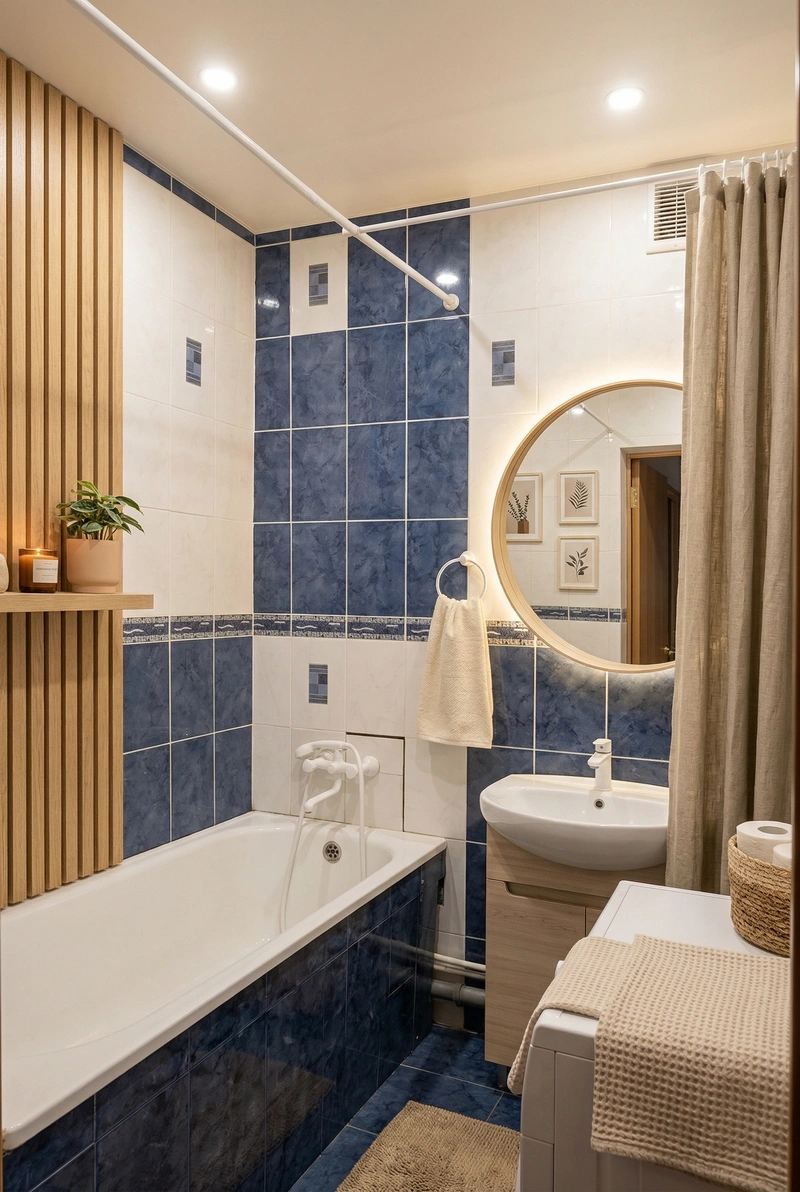 Дизайн ванной в стиле Хюгге — фото интерьера от нейросети RoomGPT