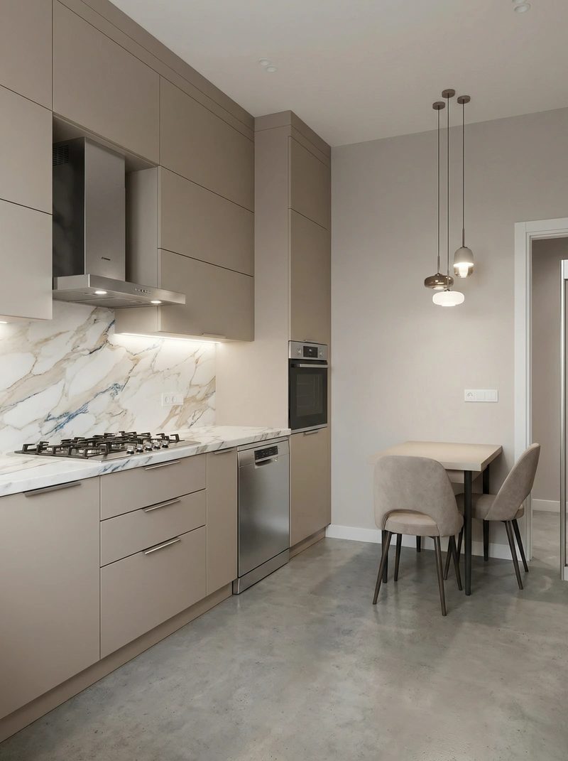 Дизайн интерьера в стиле Контемпорари — Кухня от нейросети RoomGPT