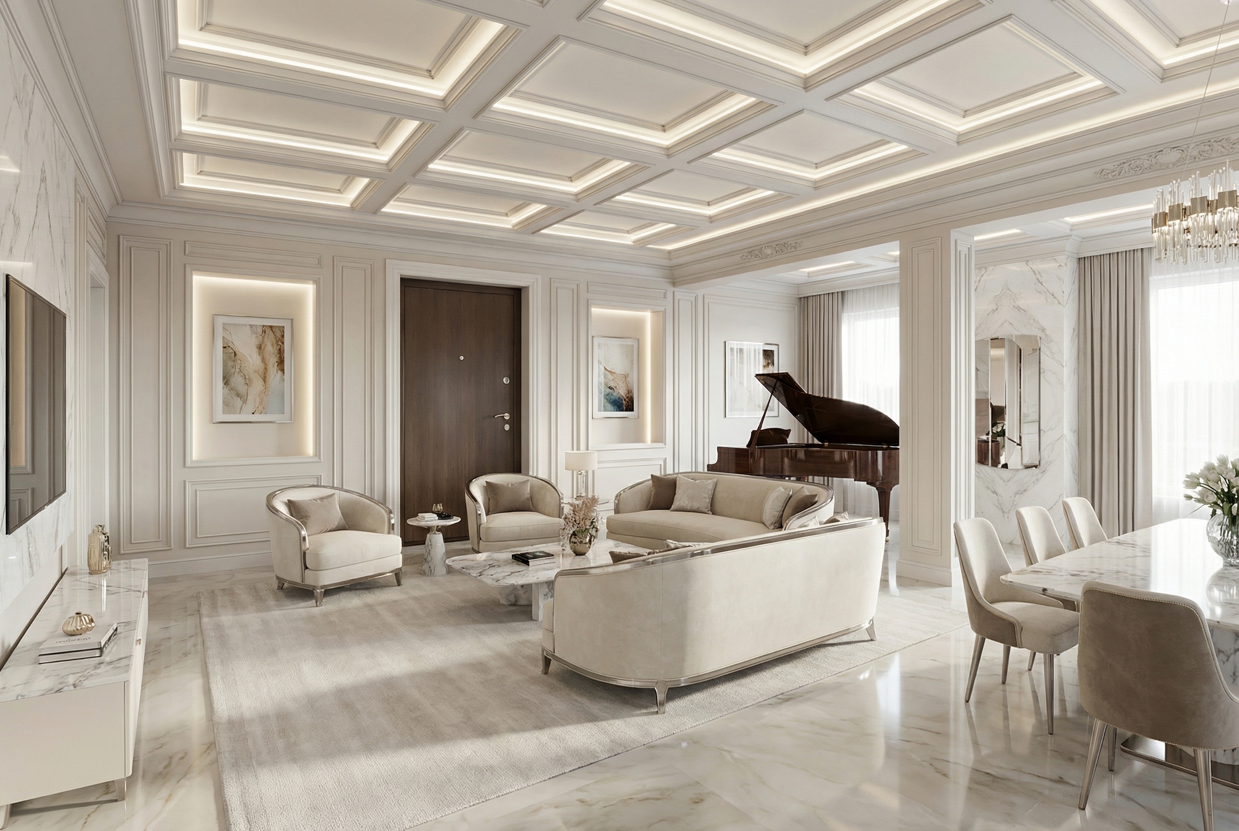 Дизайн гостиной в стиле Классика — фото интерьера от нейросети RoomGPT