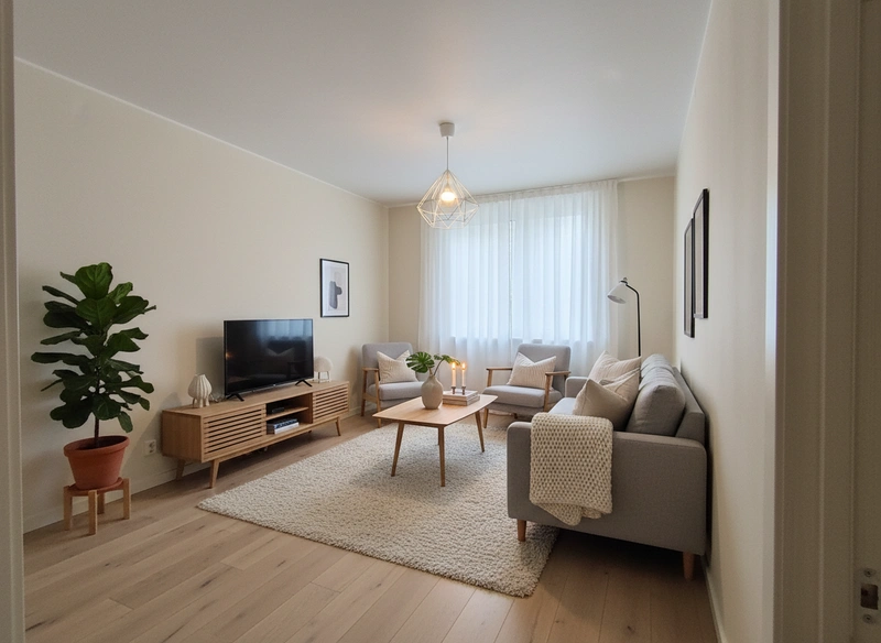 Дизайн интерьера в стиле Хюгге — Гостиная от нейросети RoomGPT