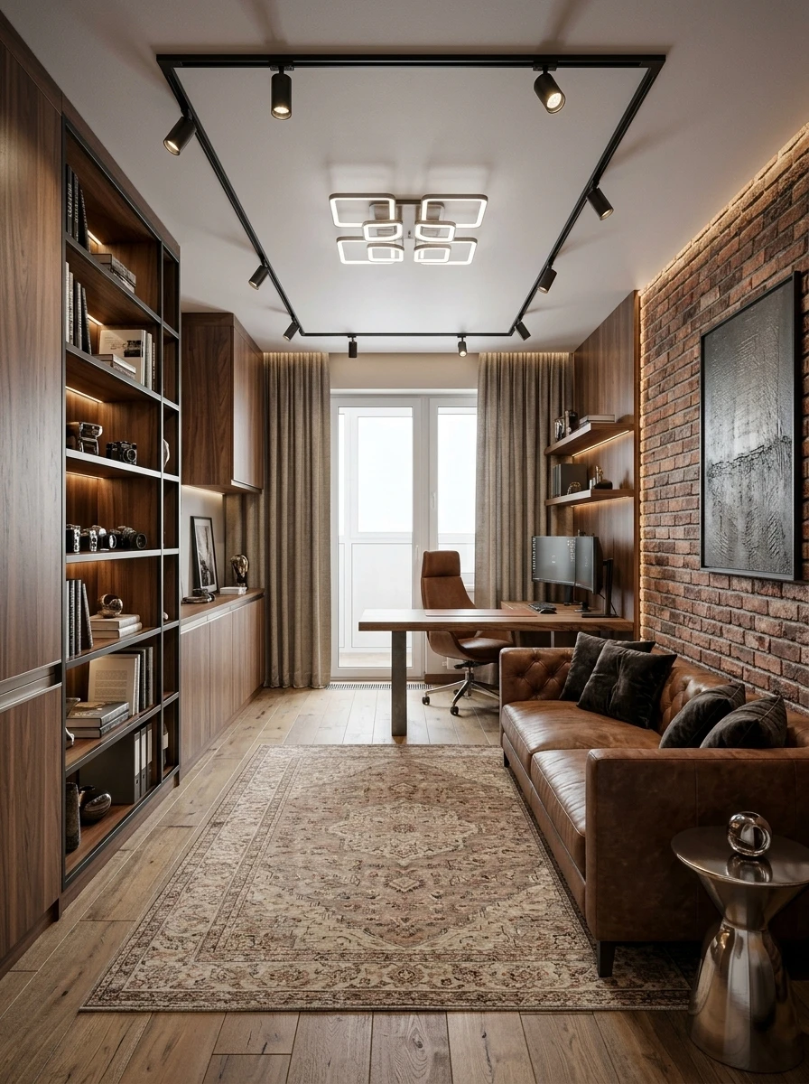 Дизайн кабинета в стиле Лофт — фото интерьера от нейросети RoomGPT