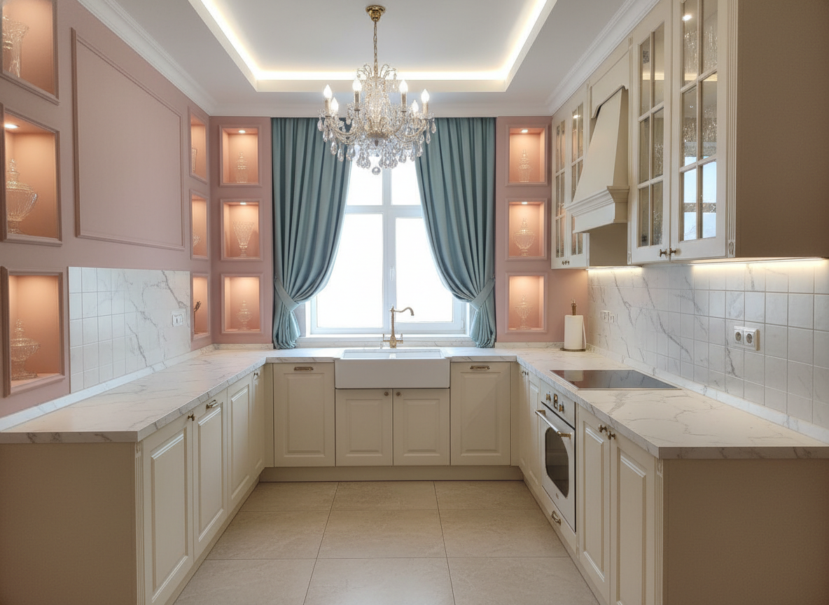 Дизайн кухни в стиле Классика — фото интерьера от нейросети RoomGPT