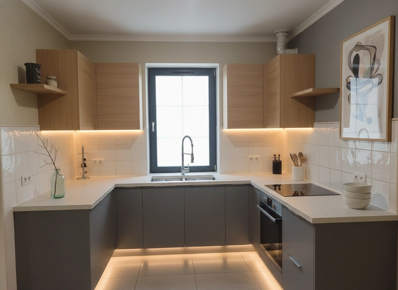 Дизайн интерьера в стиле Контемпорари — Кухня от нейросети RoomGPT