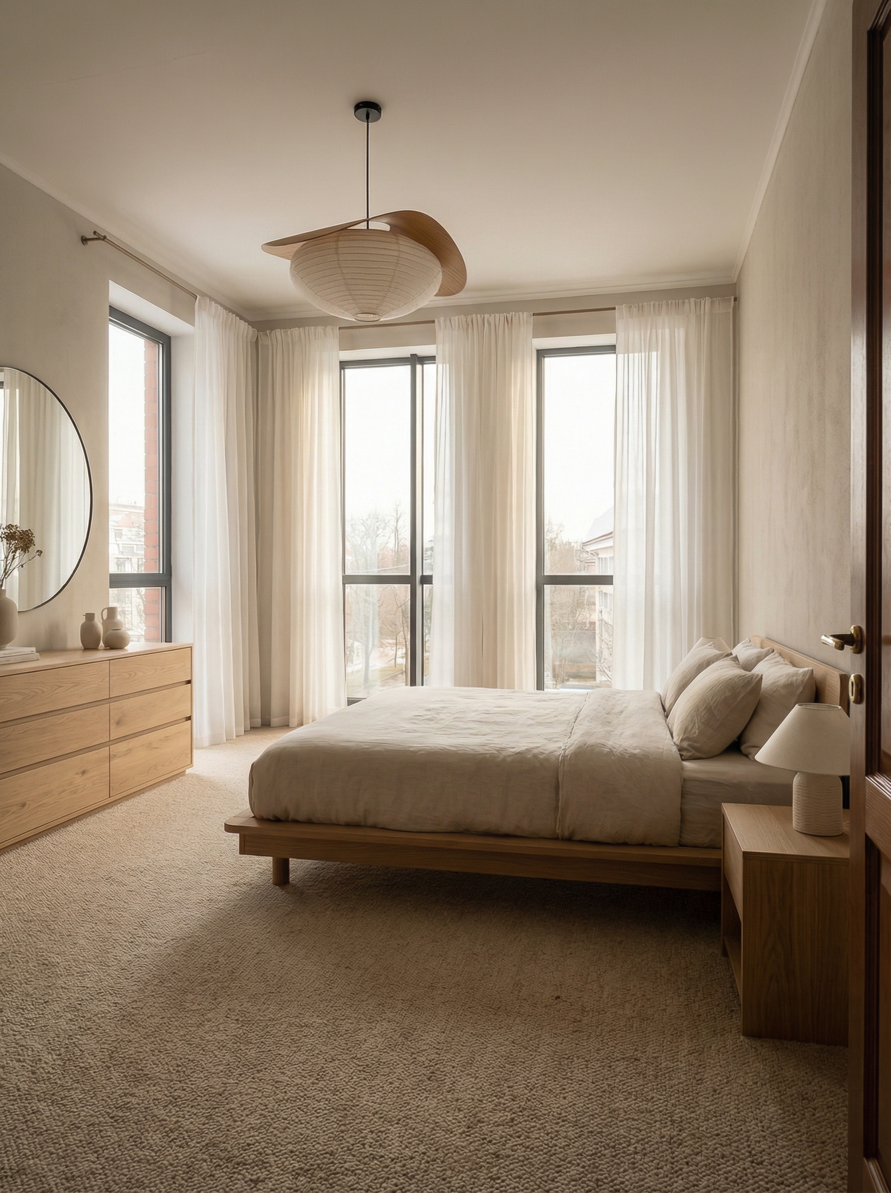 Дизайн спальни в стиле Japandi — фото интерьера от нейросети RoomGPT