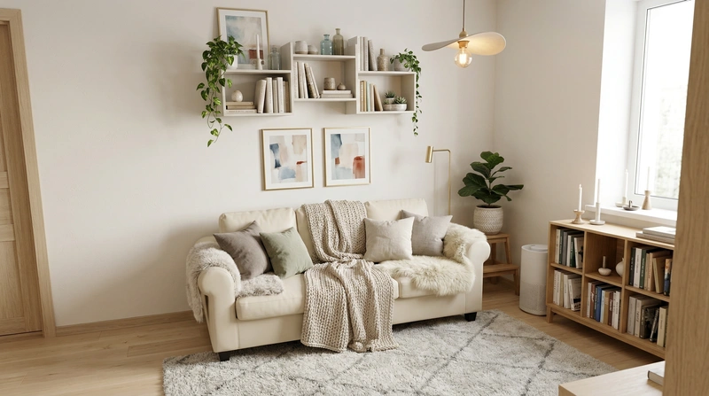 Дизайн интерьера в стиле Хюгге — Гостиная от нейросети RoomGPT