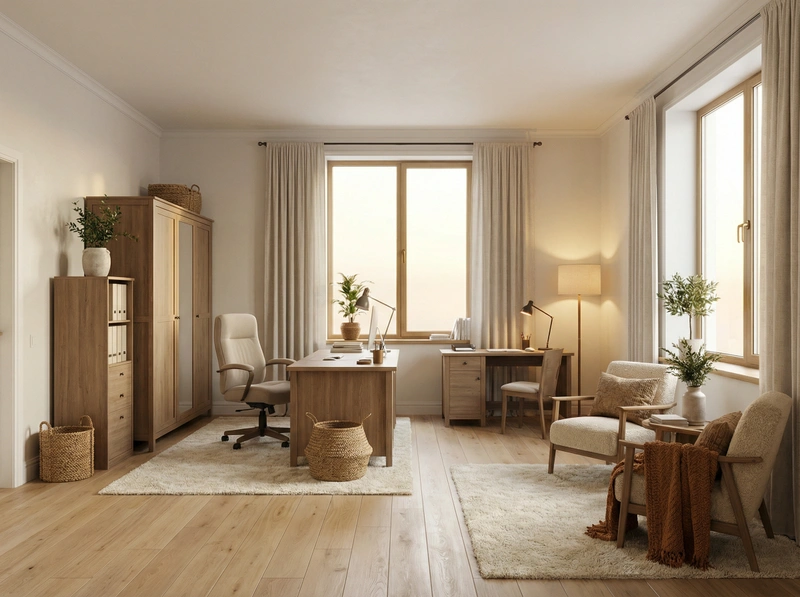 Дизайн интерьера в стиле Хюгге — Кабинет от нейросети RoomGPT