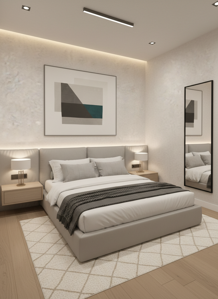 Дизайн спальни в стиле Минимализм — фото интерьера от нейросети RoomGPT