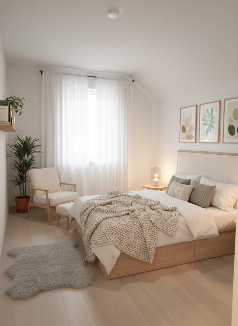 Дизайн интерьера в стиле Хюгге — Спальня от нейросети RoomGPT