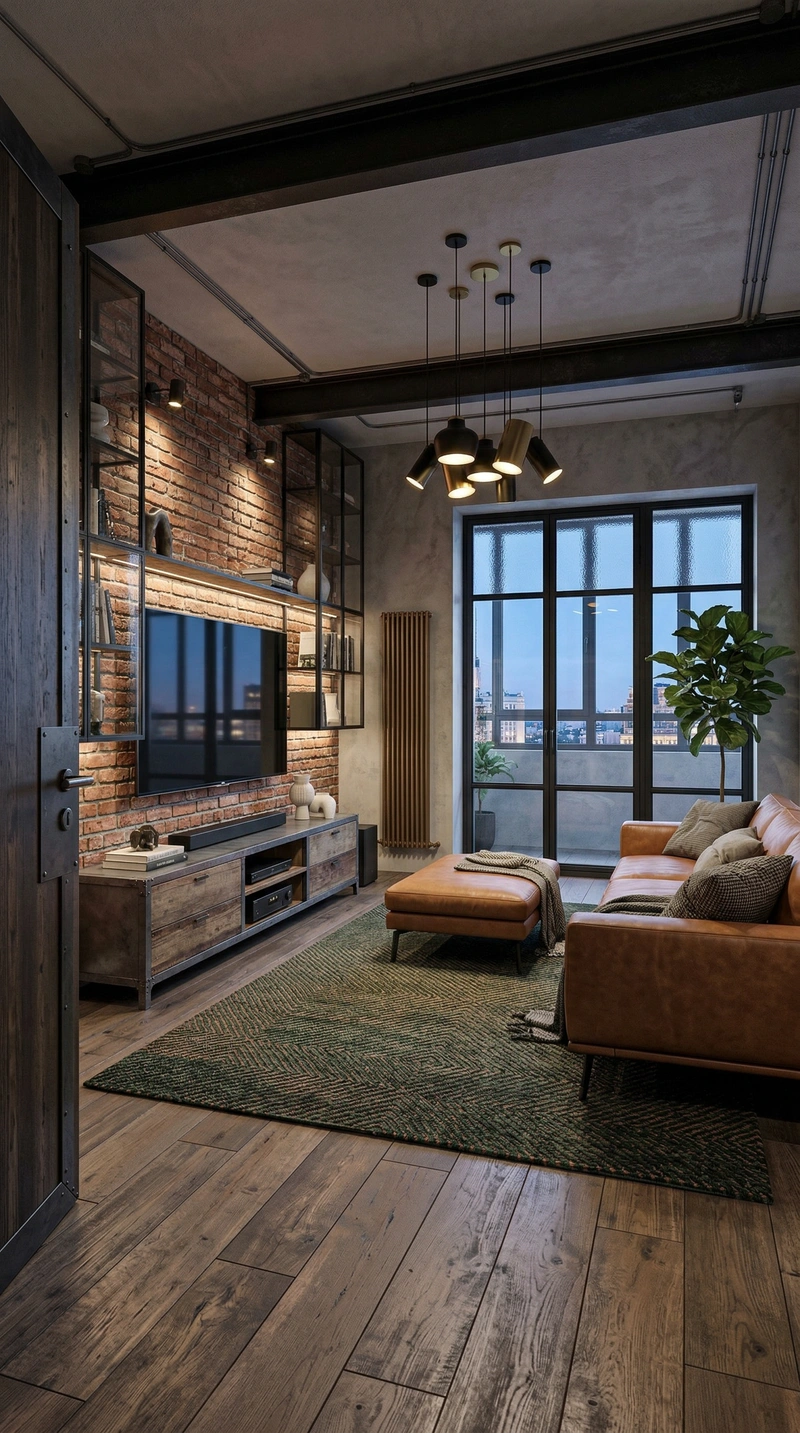 Дизайн интерьера в стиле Лофт — Гостиная от нейросети RoomGPT
