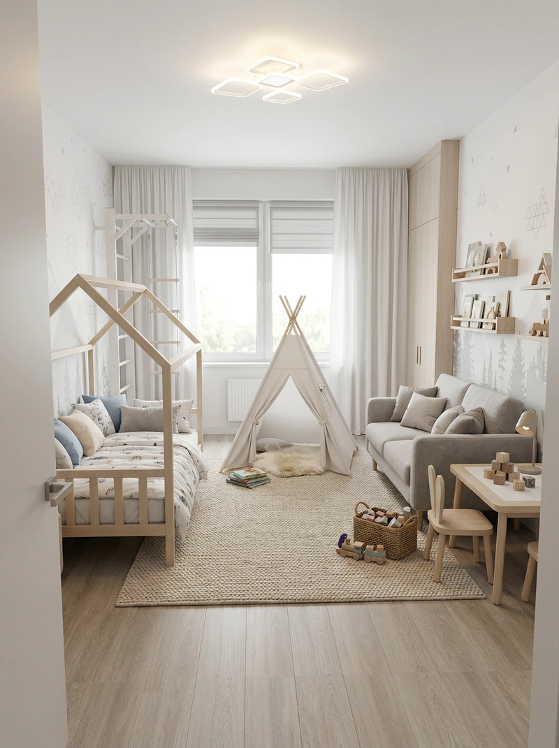 Дизайн интерьера в стиле Хюгге — Детская от нейросети RoomGPT