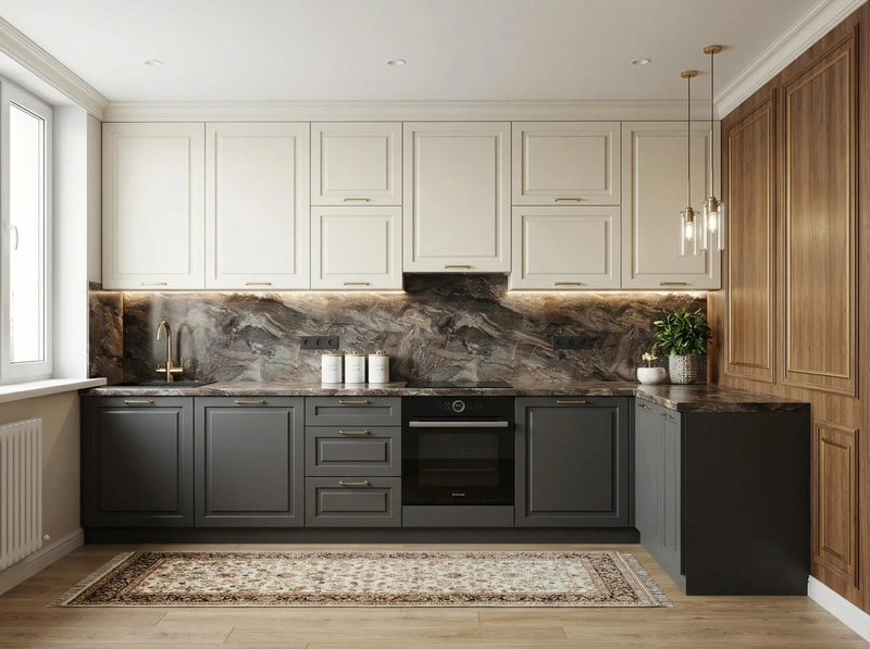 Дизайн интерьера в стиле Классика — Кухня от нейросети RoomGPT