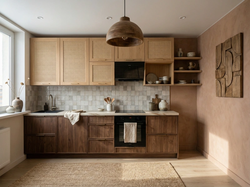 Дизайн кухни в стиле Japandi — фото интерьера от нейросети RoomGPT