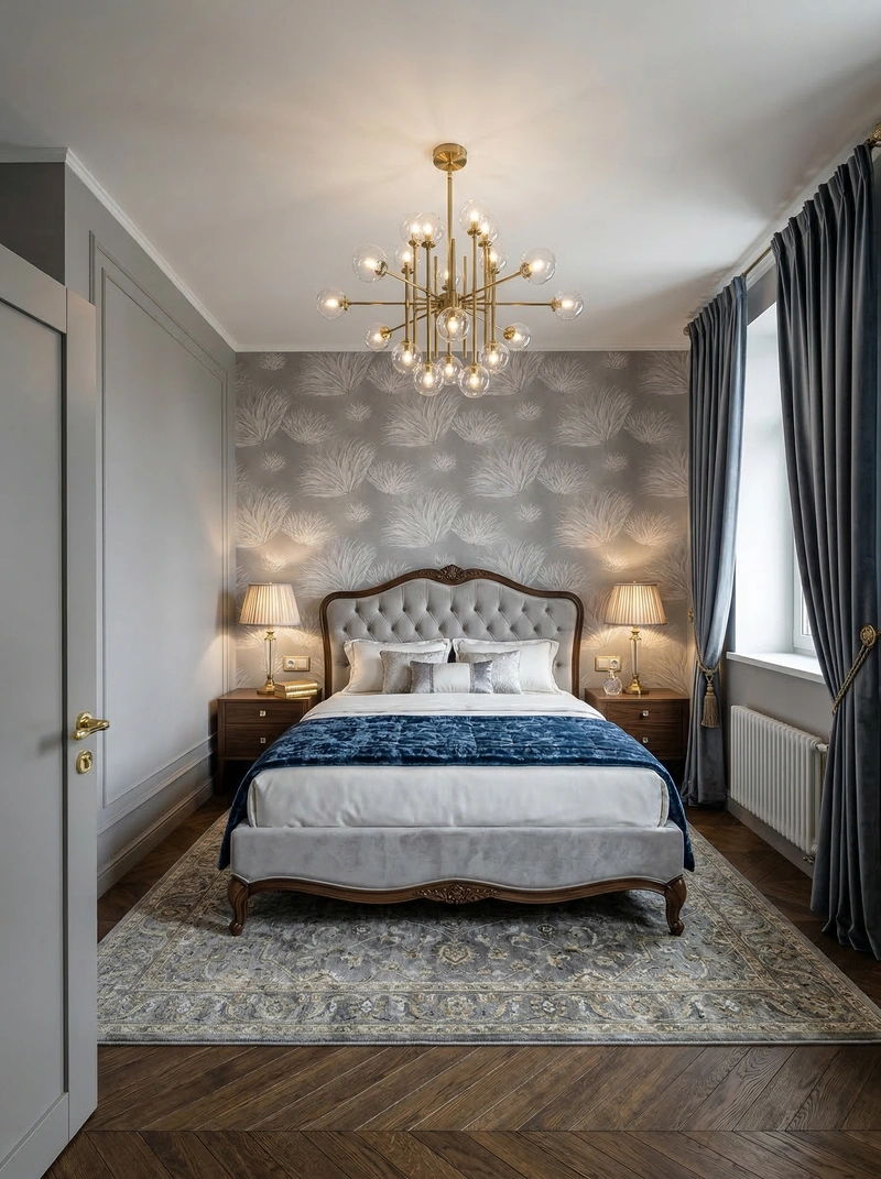 Дизайн спальни в стиле Классика — фото интерьера от нейросети RoomGPT