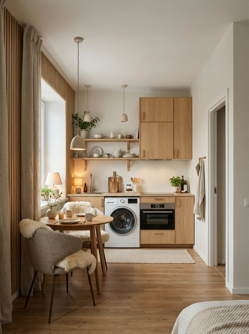 Дизайн интерьера в стиле Хюгге — Кухня от нейросети RoomGPT