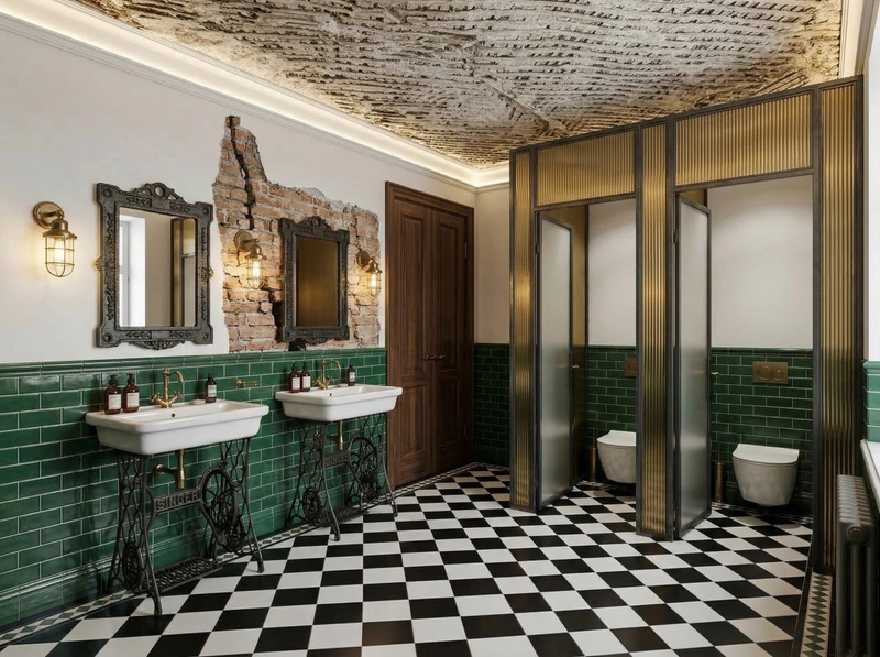 Дизайн ванной в стиле Эклектика — фото интерьера от нейросети RoomGPT