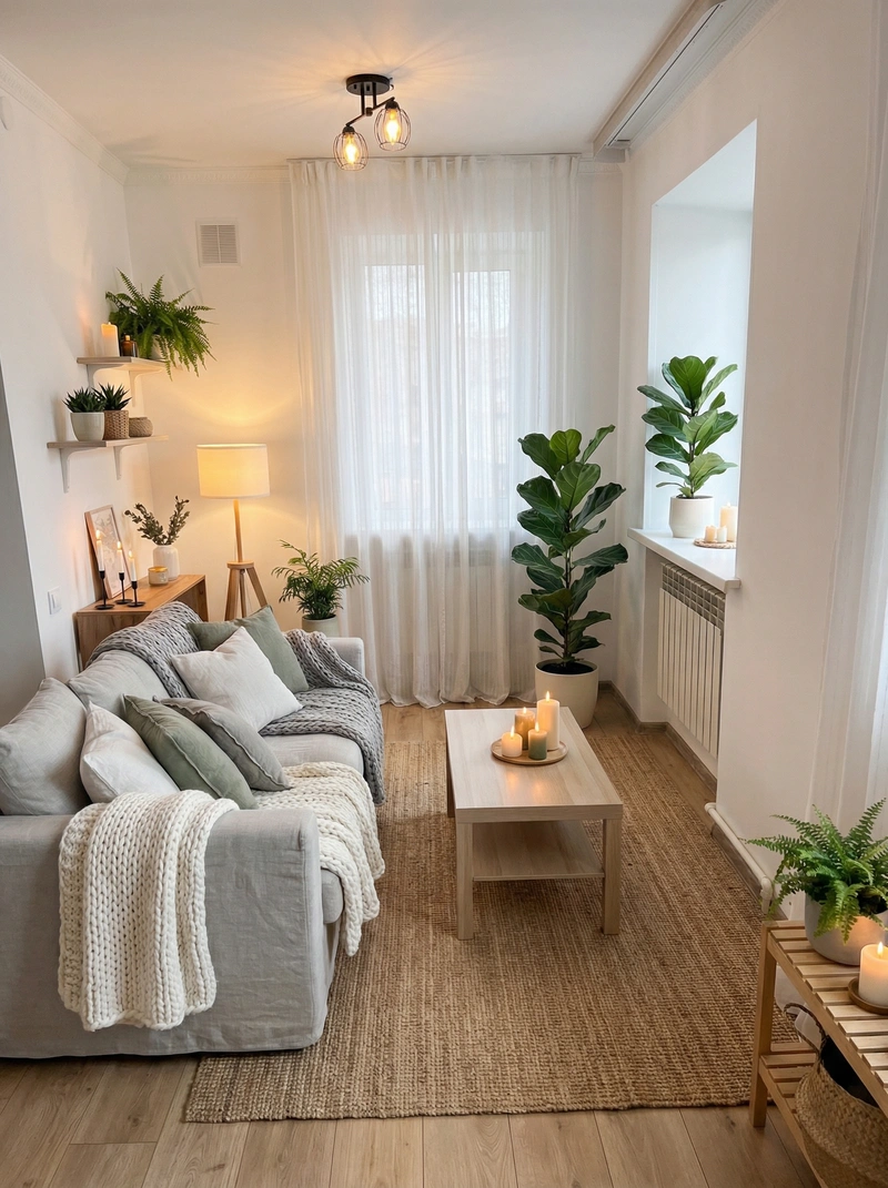 Дизайн интерьера в стиле Хюгге — Гостиная от нейросети RoomGPT