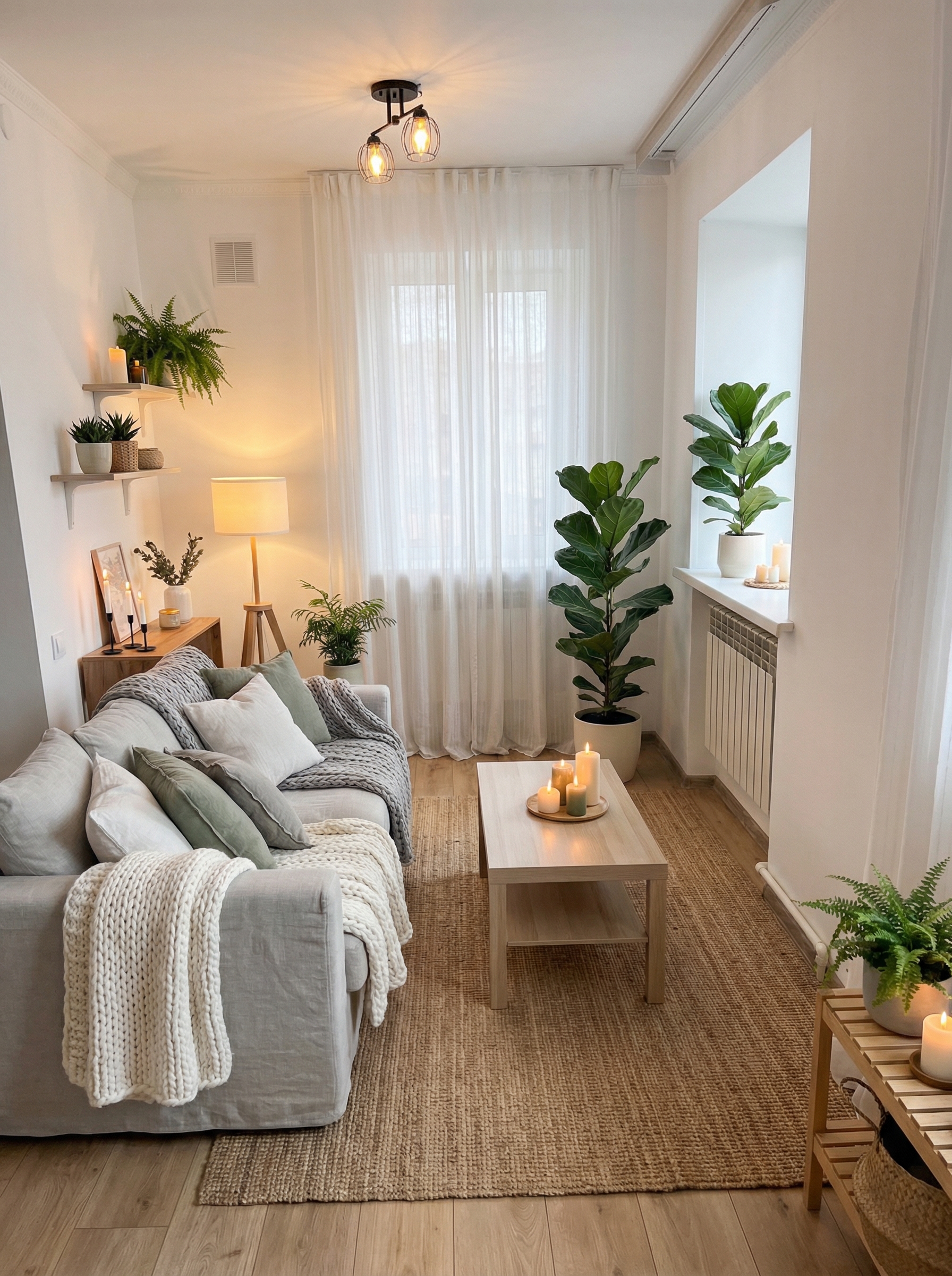 Дизайн гостиной в стиле Хюгге — фото интерьера от нейросети RoomGPT