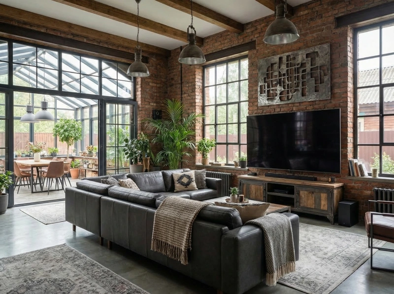 Дизайн интерьера в стиле Лофт — Гостиная от нейросети RoomGPT