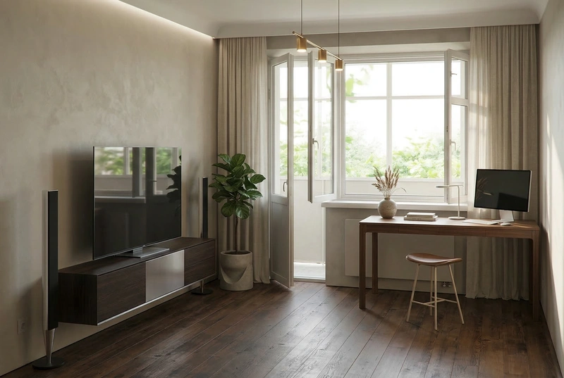 Дизайн интерьера в стиле Минимализм — Гостиная от нейросети RoomGPT