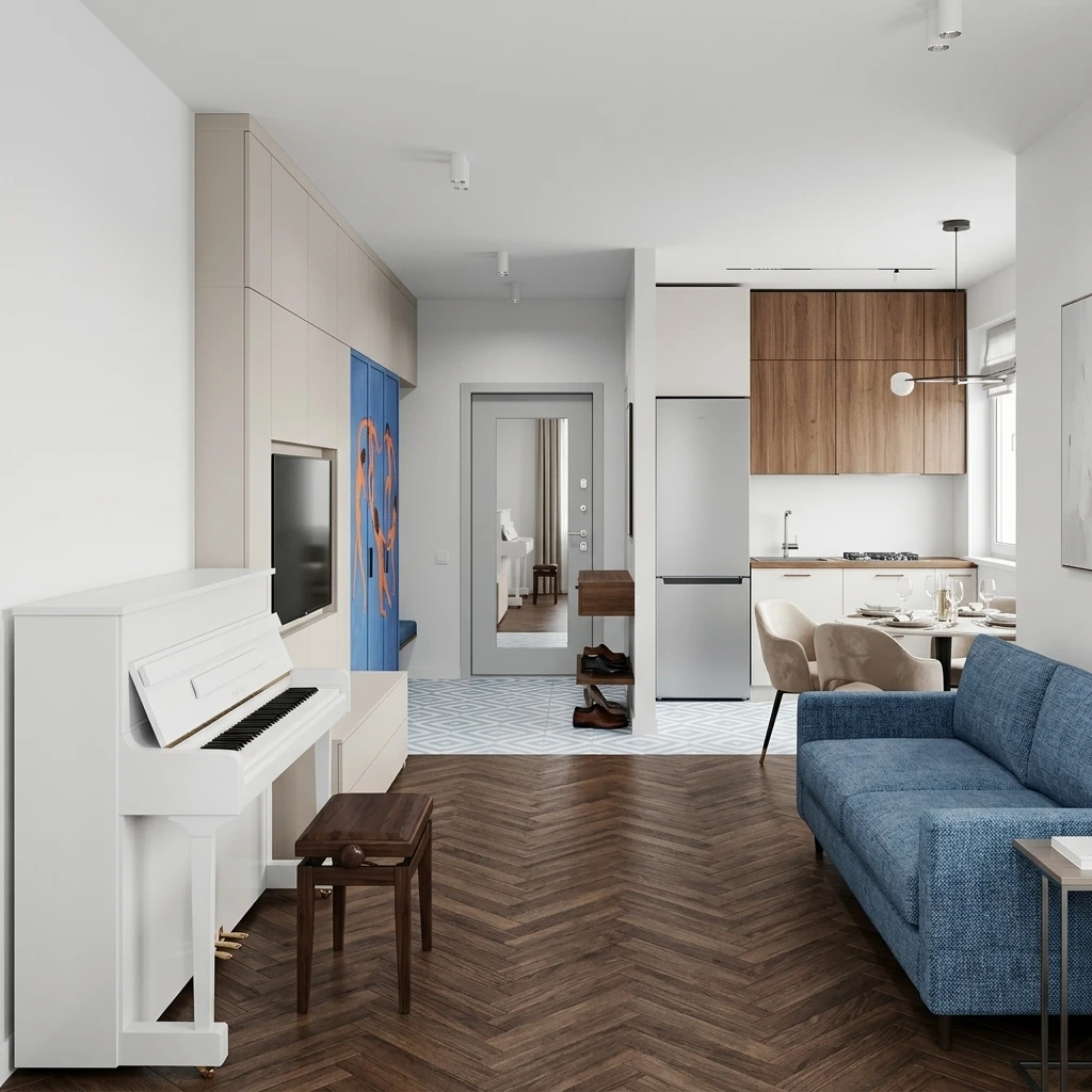 Дизайн интерьера в стиле Минимализм — Гостиная от нейросети RoomGPT