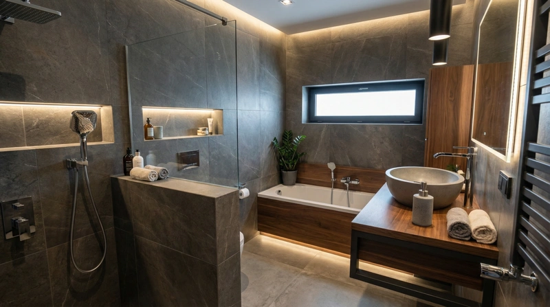 Дизайн интерьера в стиле Контемпорари — Ванная от нейросети RoomGPT