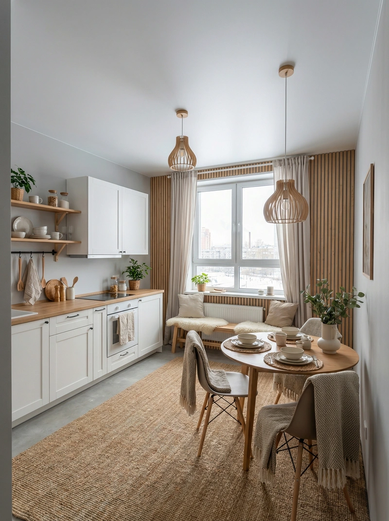 Дизайн интерьера в стиле Хюгге — Кухня от нейросети RoomGPT